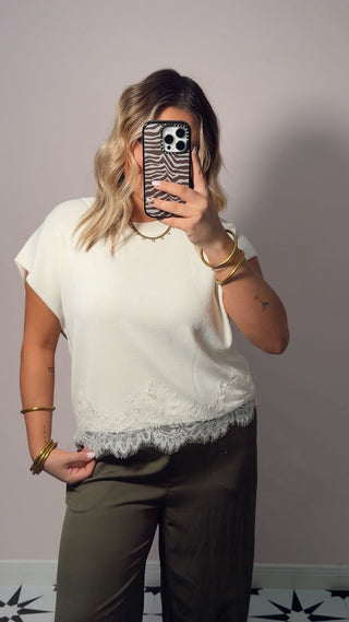Cream Lace Top