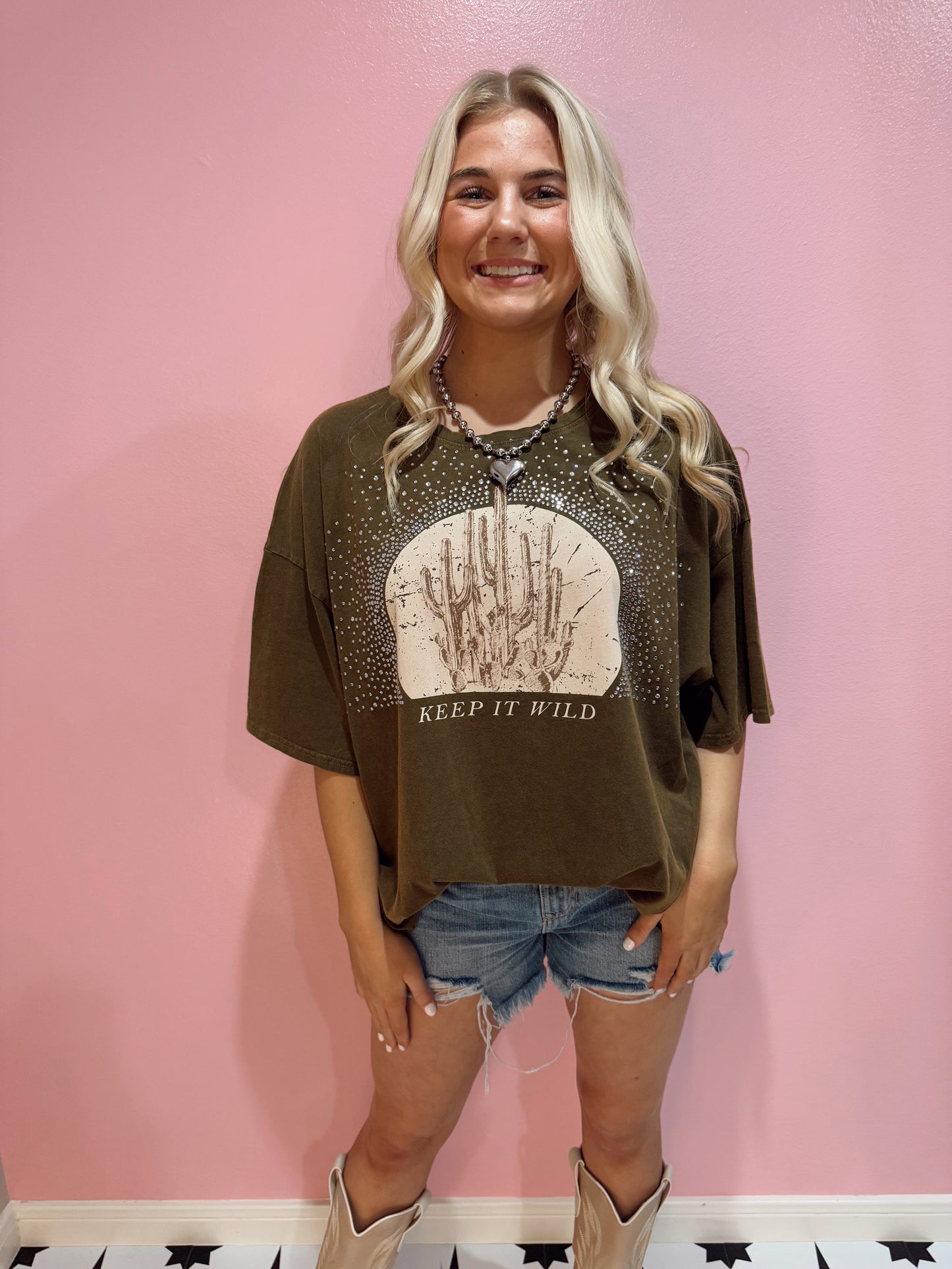 Keep It Wild Rhinestone Graphic Tee