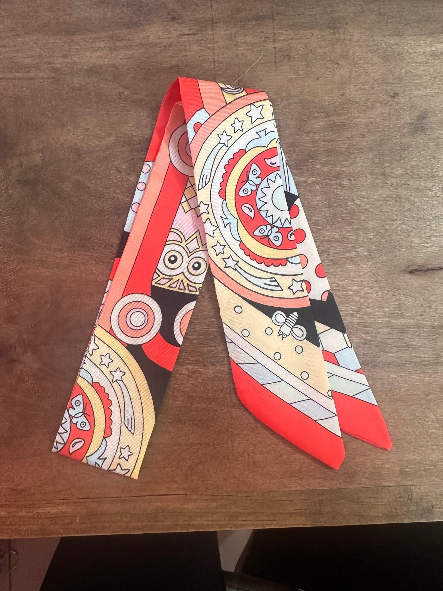 Coral/Baby Blue Floral Scarf
