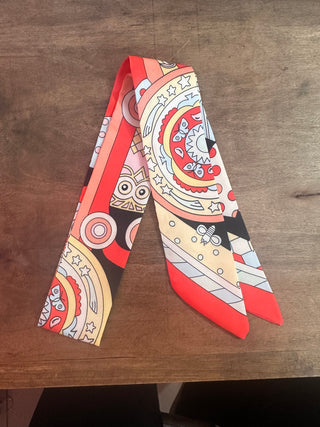 Coral/Baby Blue Floral Scarf