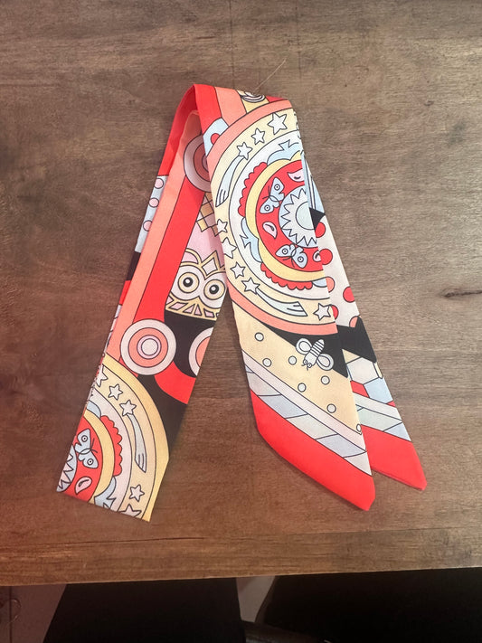 Coral/Baby Blue Floral Scarf
