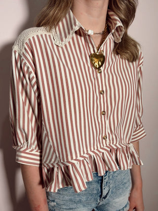 Wine Lace Trim Top