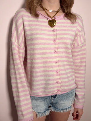 Bubblegum Striped Cardigan