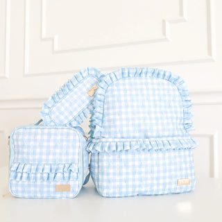 Blue Floral Ruffled Nylon Lunchbox