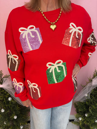 Sequin Christmas Present Sweatshirt