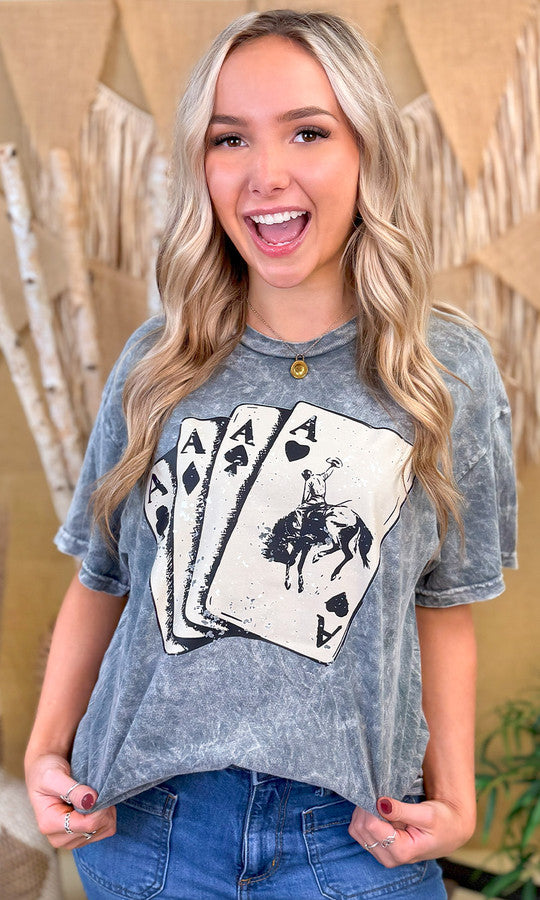 Four Of A Kind Mineral Washed Graphic Tee