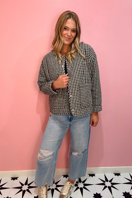 Gingham Button-down Jacket