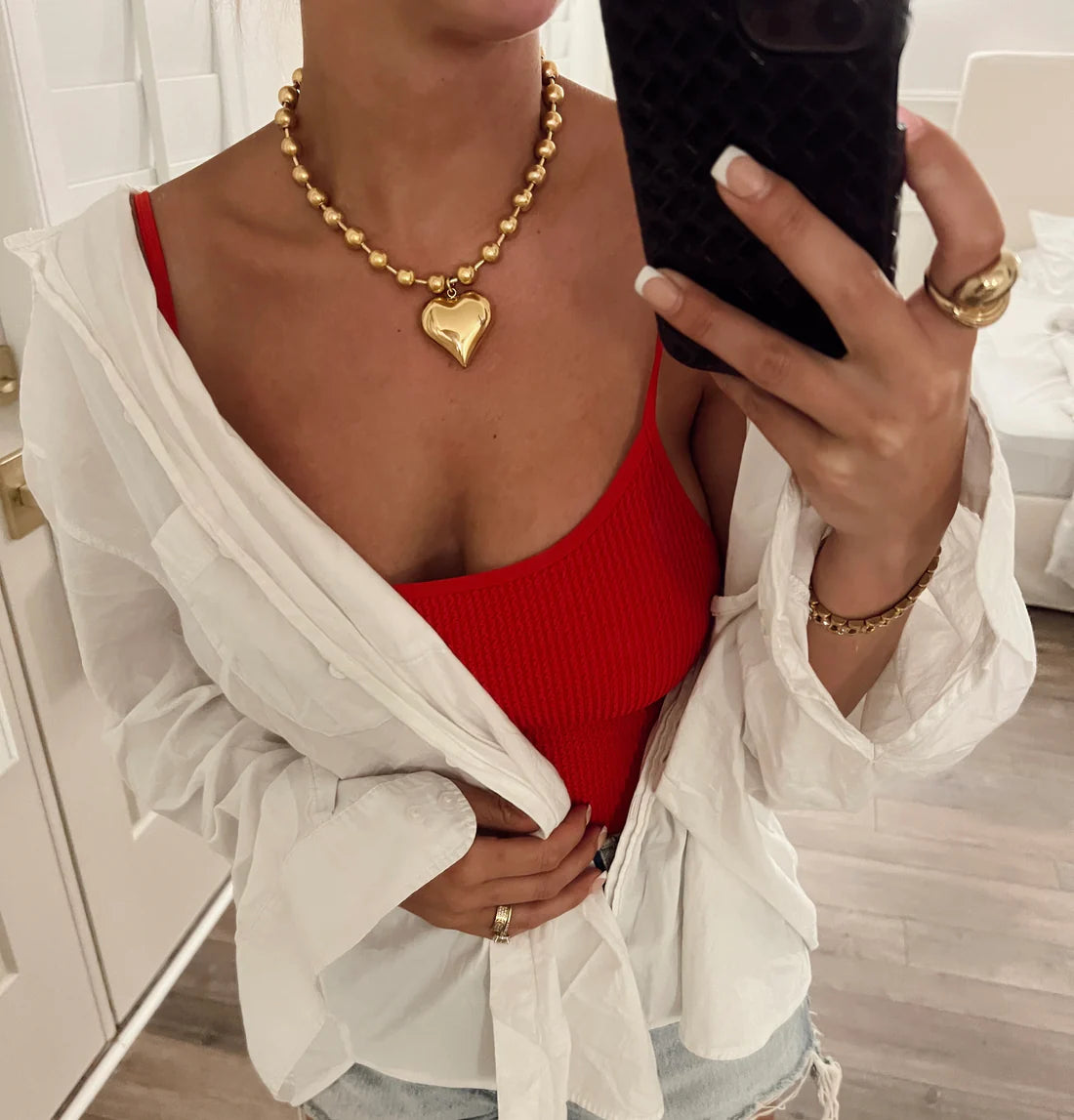 Chunky 18k Gold Plated Heart Necklace