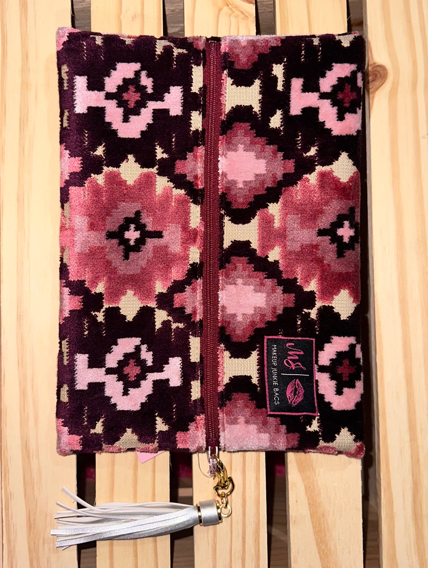 Pink & Maroon Makeup Junkie Bag ( Medium )