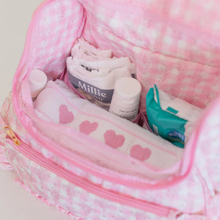 Blue Floral Ruffled Nylon Diaper Bag