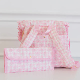 Blue Floral Ruffled Nylon Diaper Bag