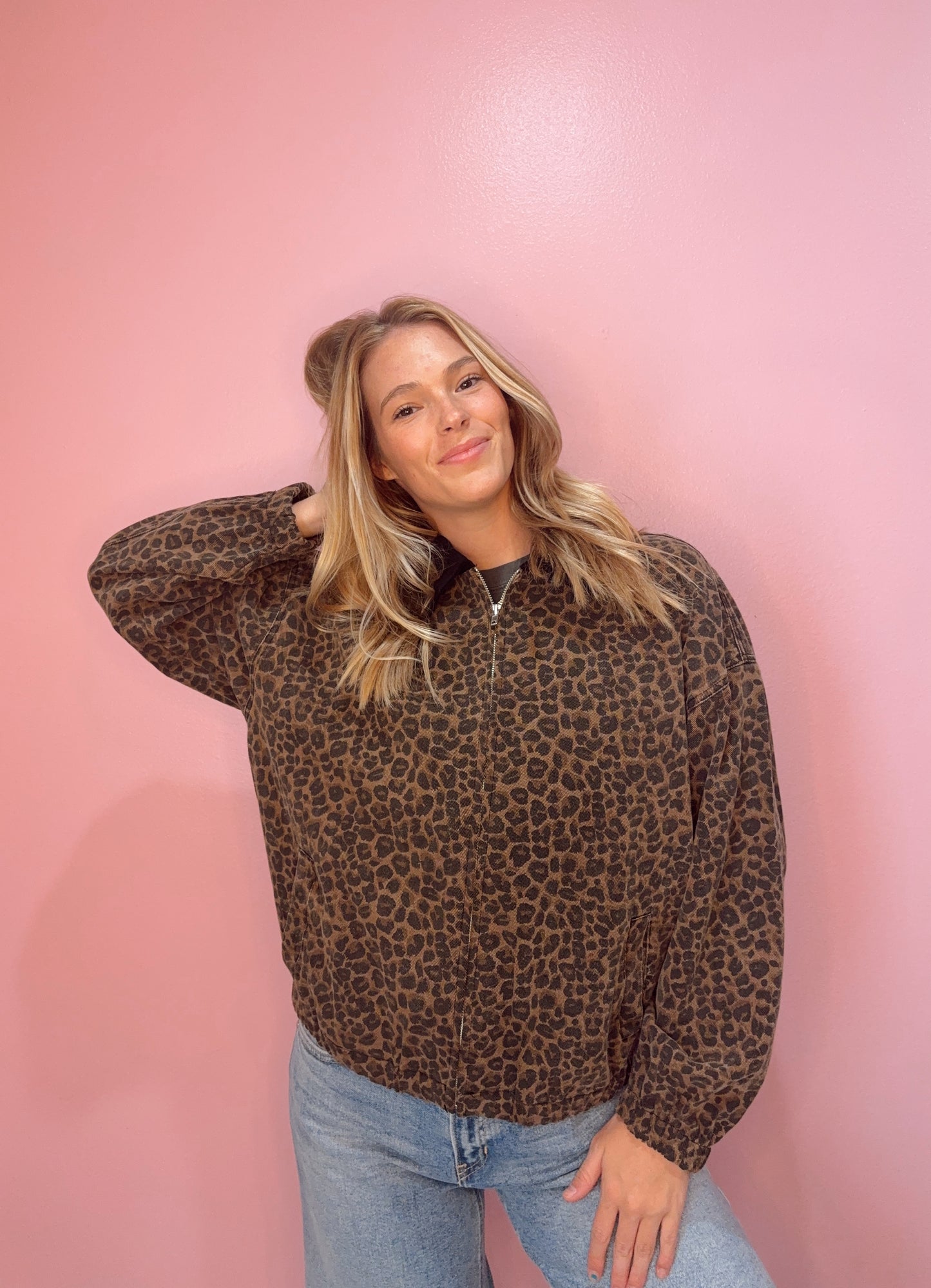 LEOPARD PRINT OVERSIZED JACKET