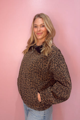 LEOPARD PRINT OVERSIZED JACKET