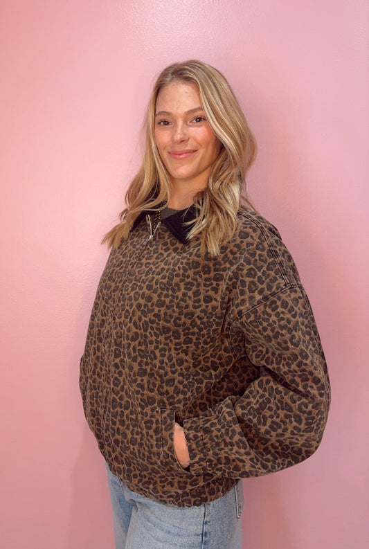 LEOPARD PRINT OVERSIZED JACKET