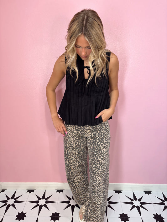 Leopard Print Barrel Jeans