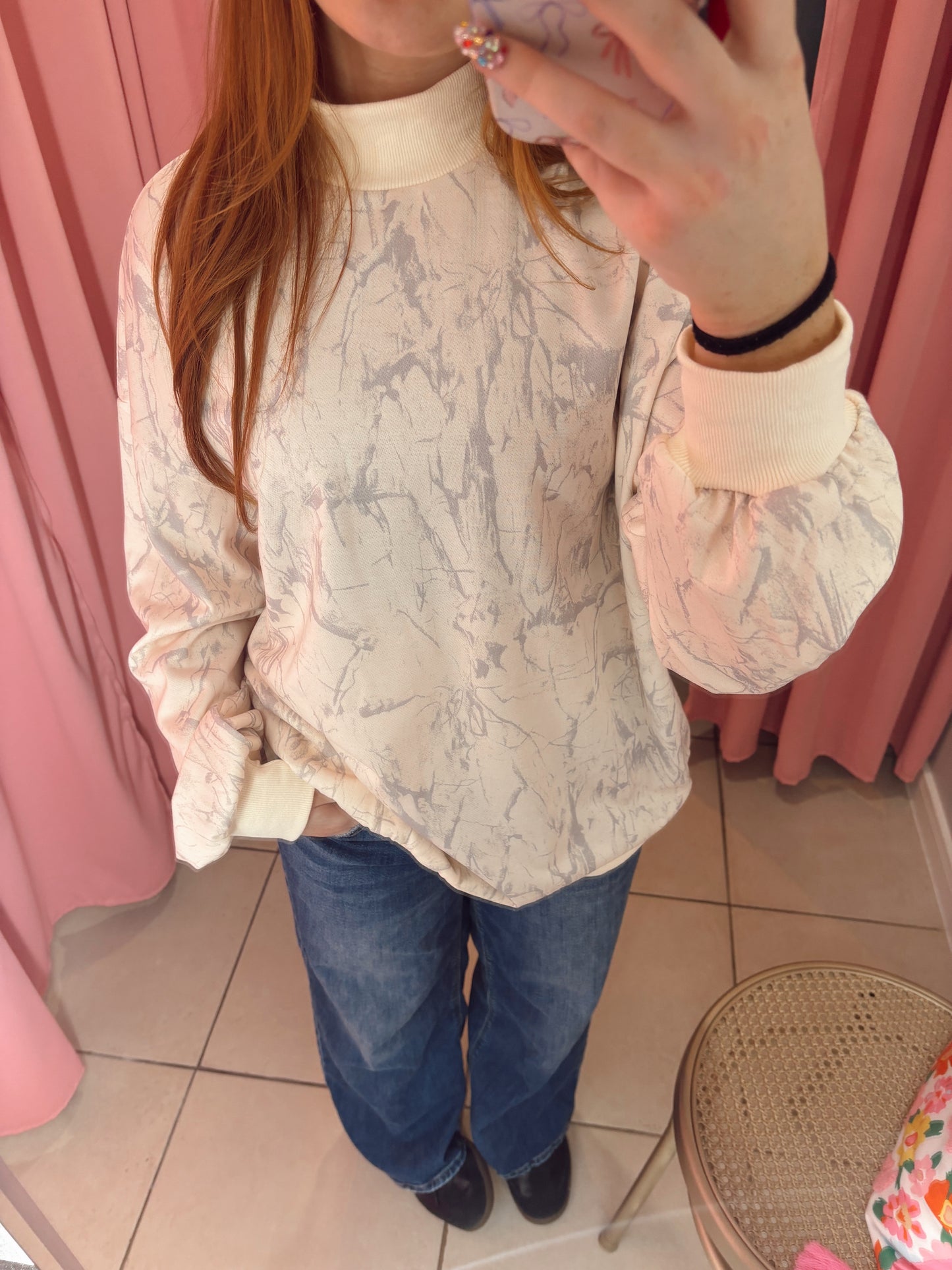 Camo Mock Neck Sweatshirt