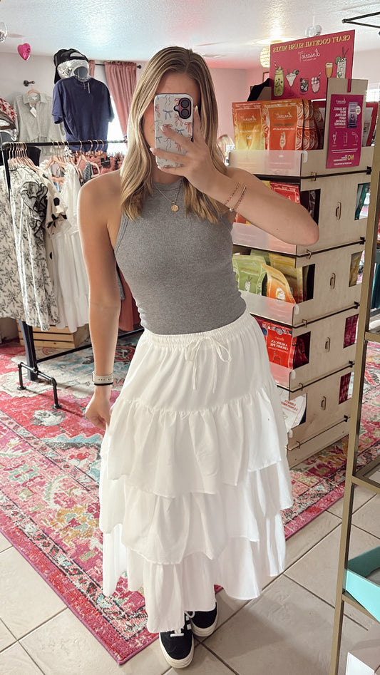 Tiered Ruffle Maxi Skirt