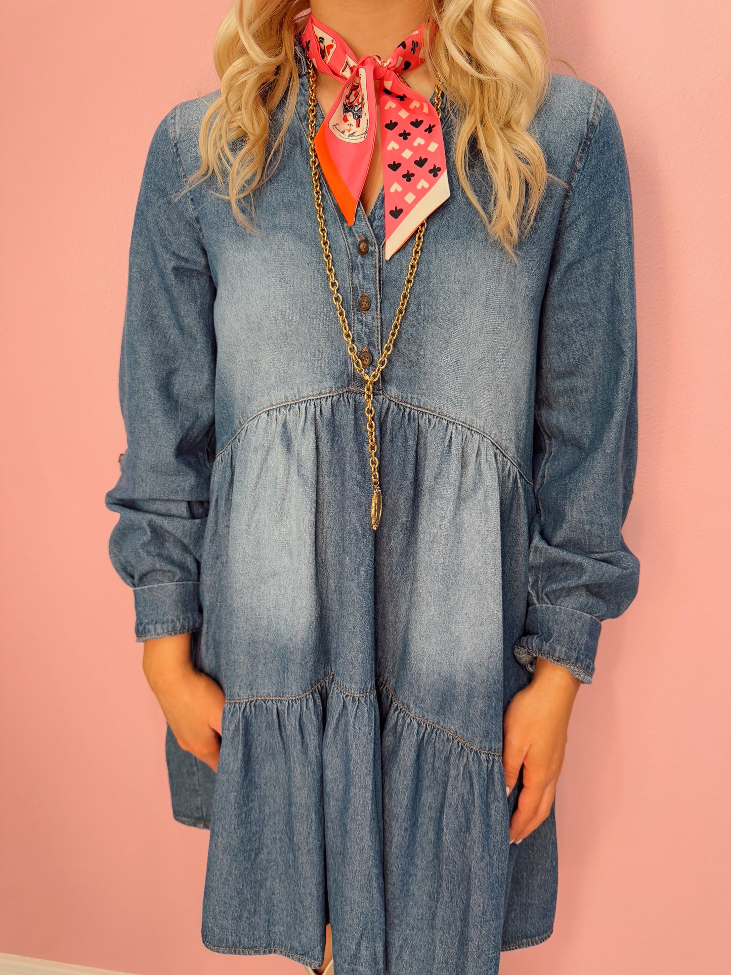 Long Sleeve Dark Denim Dress