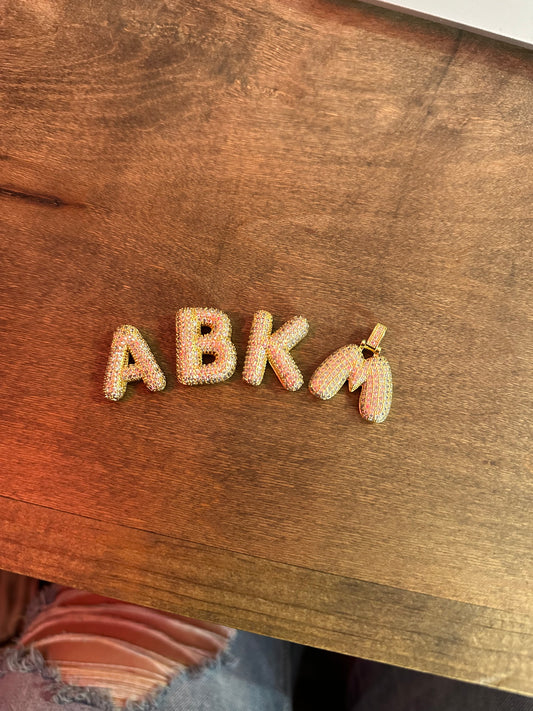 Crystal Bubble Letter Charm