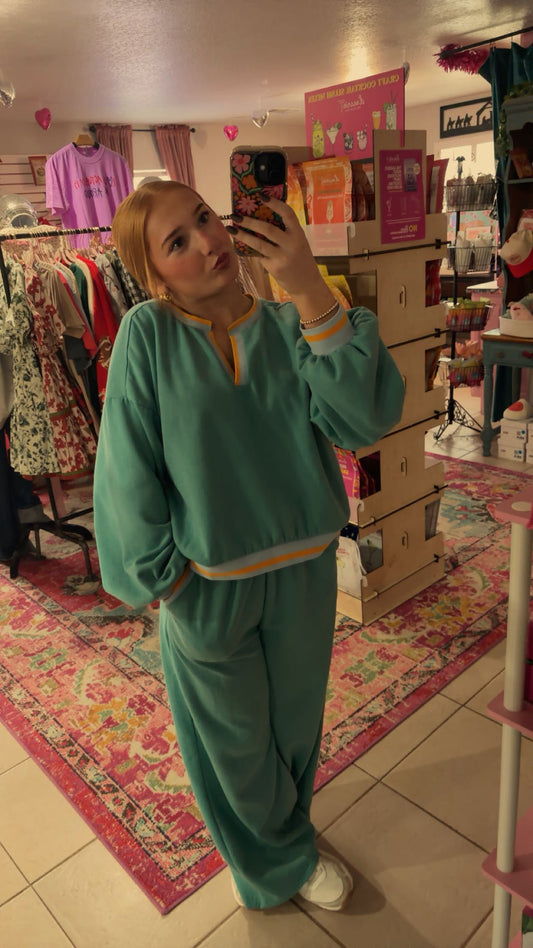 Teal Matching Pants Set