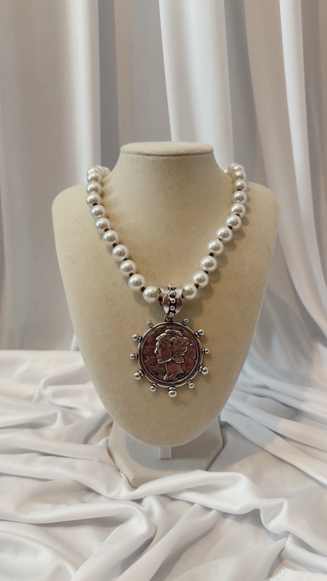 Chunky Pearl Coin Necklace