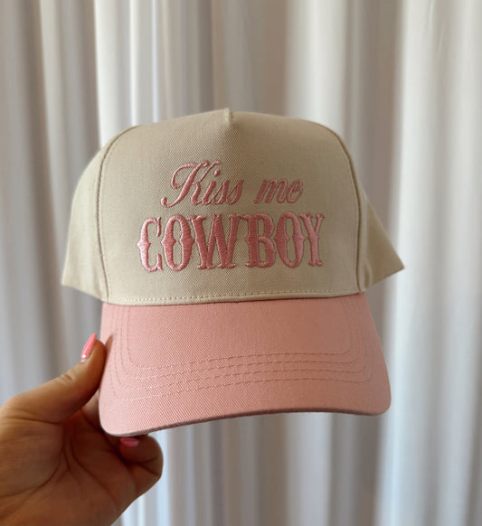 Kiss Me Cowboy Embroidered Trucker Hat