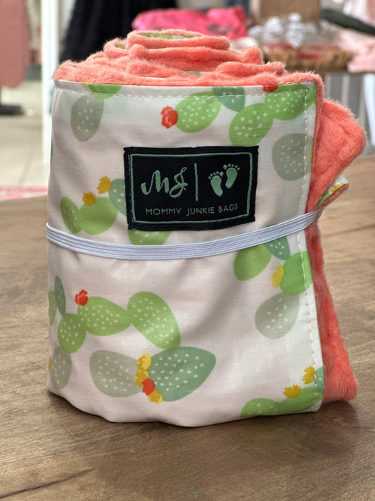 Minky Changing Pad - Coral/Cactus