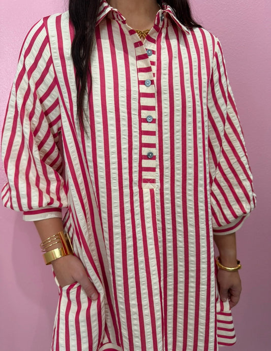 Pink & Cream Stripe Dress