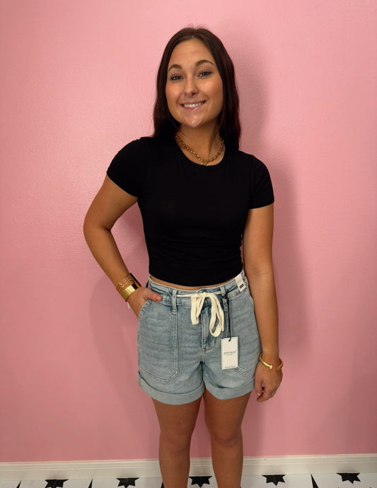 Judy Blue - High Waisted Cuff Jogger Short