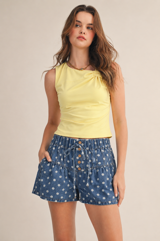Polka Dot Denim Shorts