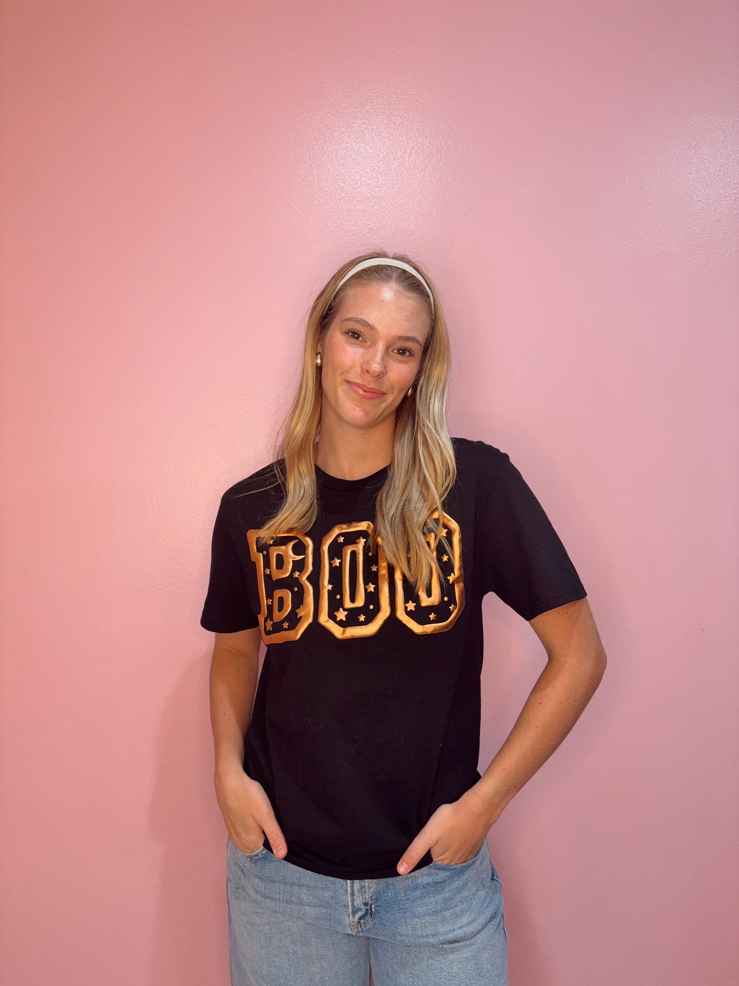 Boo Metallic Puff Halloween Graphic