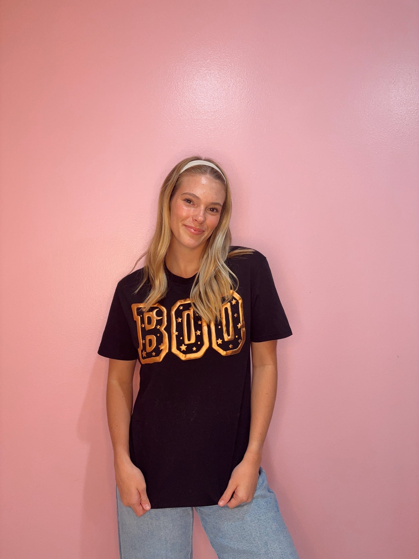 Boo Metallic Puff Halloween Graphic