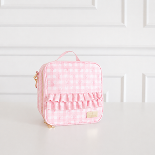 Pink Floral Ruffled Nylon Lunchbox