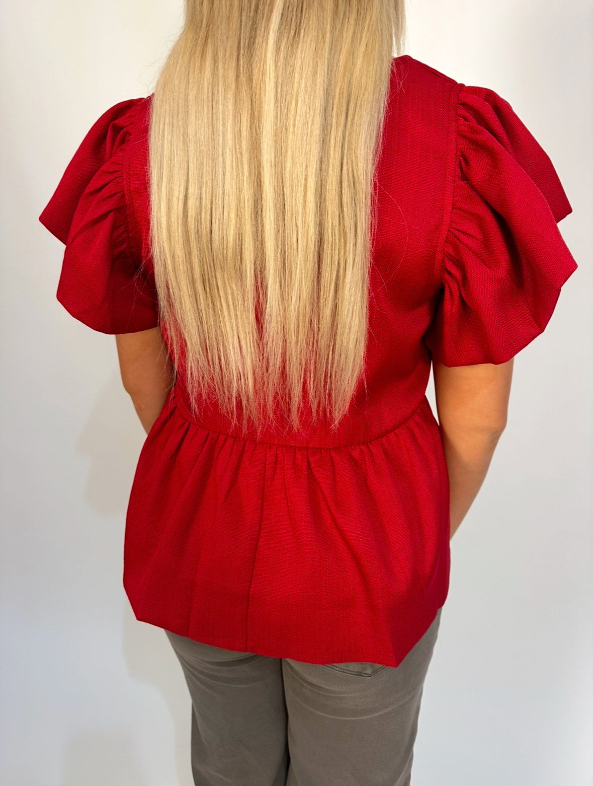Ruby Red Square Neck Babydoll Top