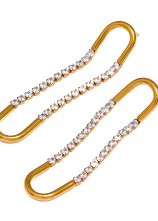 18k Gold Plated Diamond Dangle Earrings