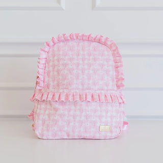 Pink Floral Ruffled Nylon Backpack