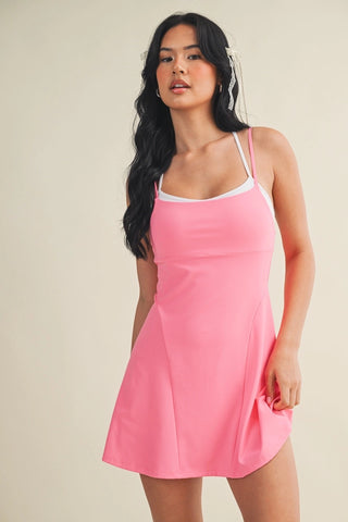 Hot Pink Double Layered Athletic Dress