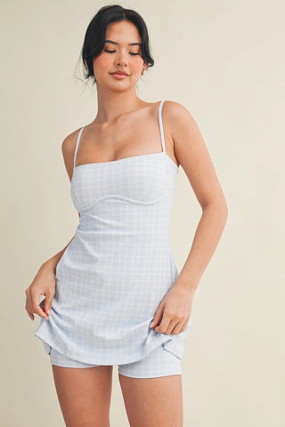 Blue Plaid Athletic Dress
