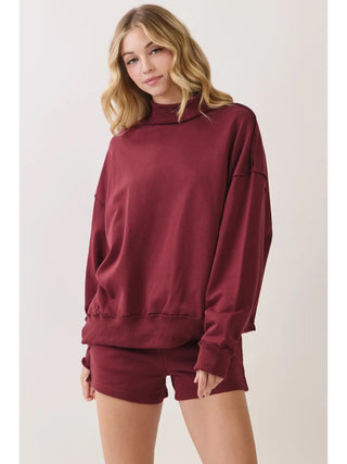 Burgundy Mock Neck Set