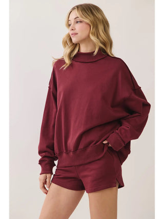 Burgundy Mock Neck Set