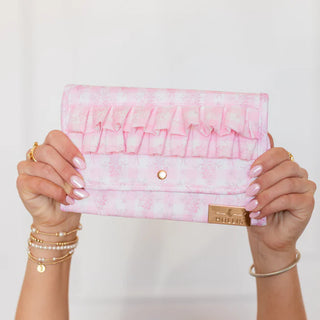 Pink Floral Ruffled Jewelry Fold
