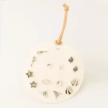 Assorted Cactus Bull/Hat Earrings Stud Set -