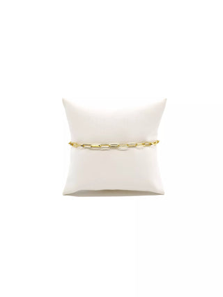 Gold Ashley Paperclip Chain Charm Bracelet | 6.5 Inch