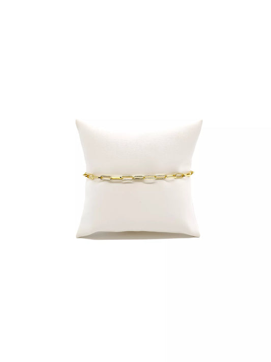 Gold Ashley Paperclip Chain Charm Bracelet | 6.5 Inch