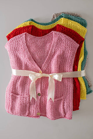 VERY J - 12W3377N-Button Down Knit Sweater Vest