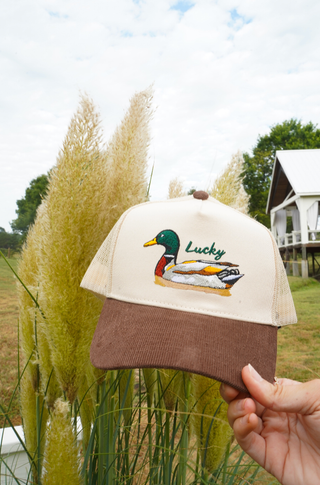 Lucky Duck Corduroy Trucker Hat