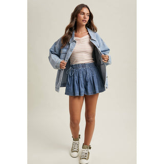 Pleated Denim Shots