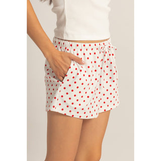 Red Polka Dot Drawstring Shorts
