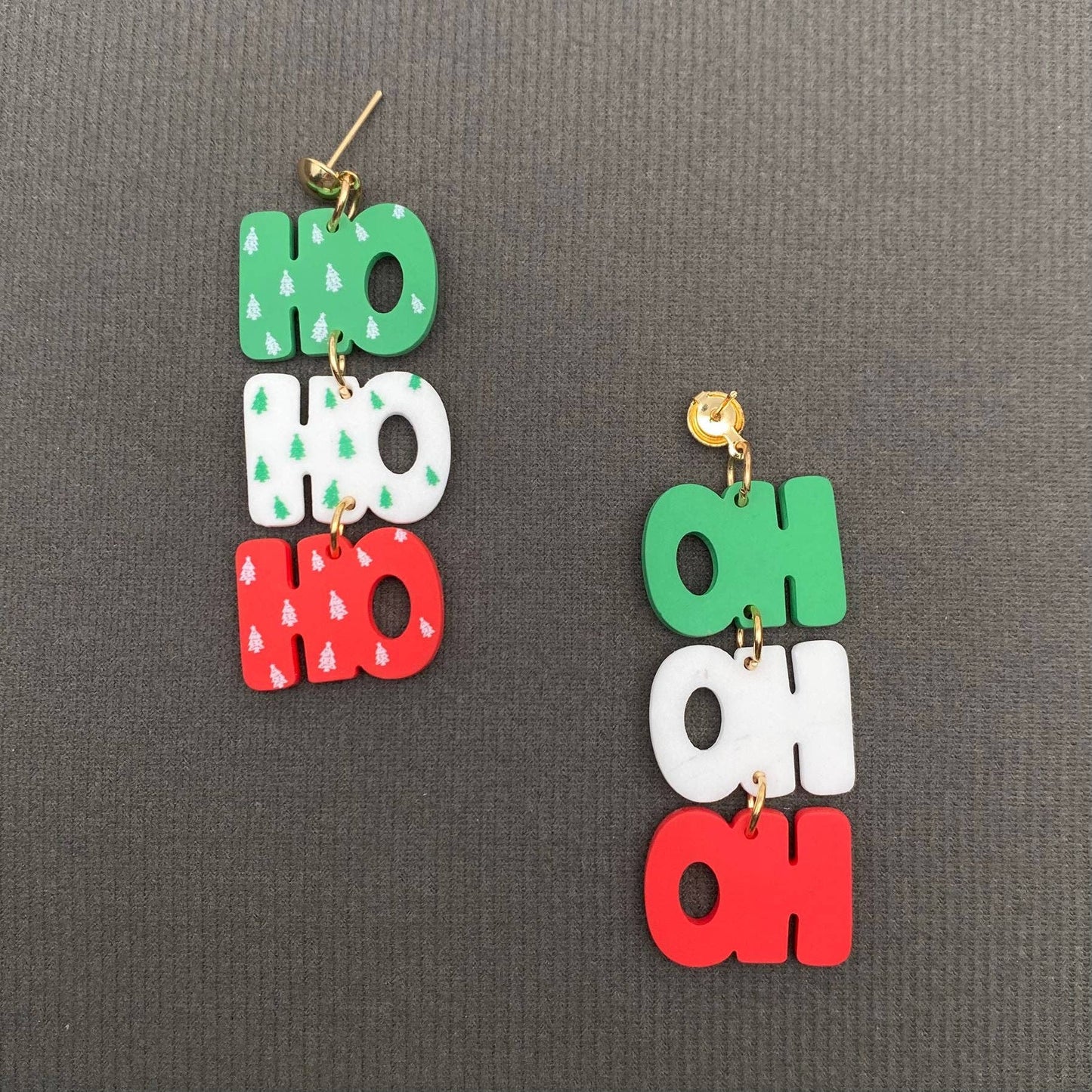 Mio Queena - Christmas Jewelry ' HO HO HO ' Acrylic Dangle Earrings