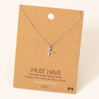 Gold Dipped Baguette Cross Pendant Necklace